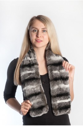 Rex chinchilla fur scarf - striped